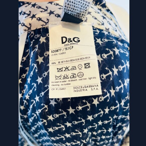 D&G Blue + White Anchor and Start Print Halter Dress - Size 40 (IT) - Picture 13 of 16